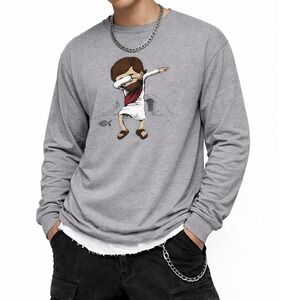 Dabbing Jesus Graphic Tee Cotton Blend Long Sleeve Large Fish Shticks Mens